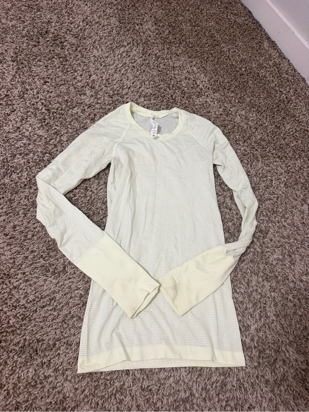 lululemon athletica Light Yellow Long Sleeve Performance Tee